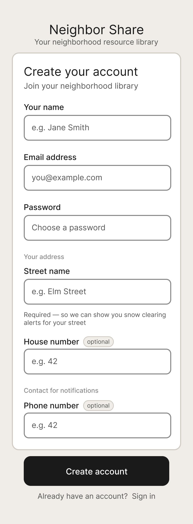Create Account