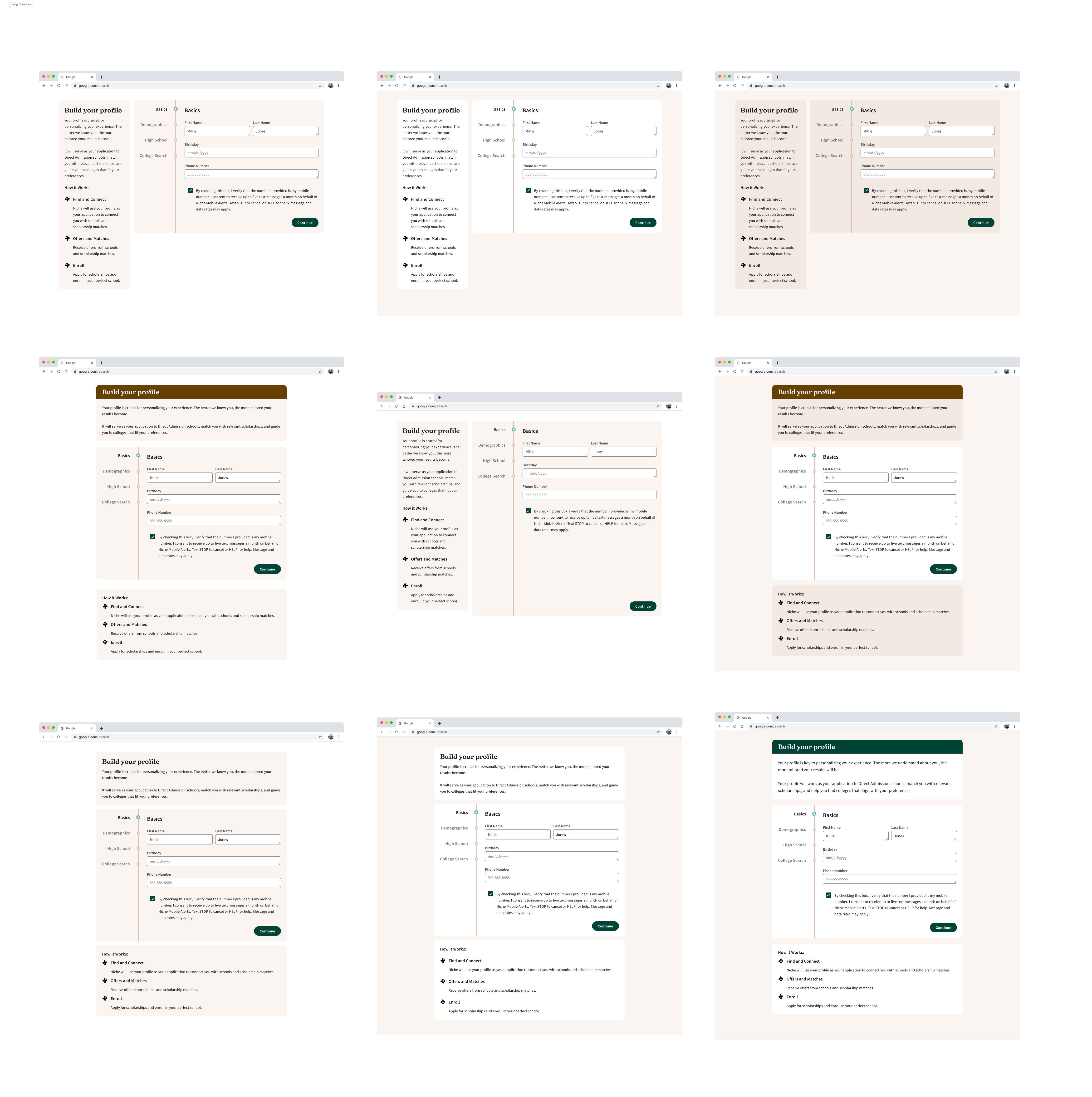 Design iterations