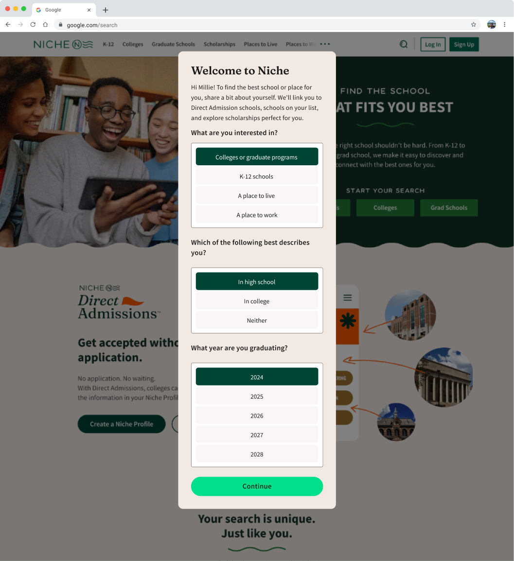 Create your account, empty